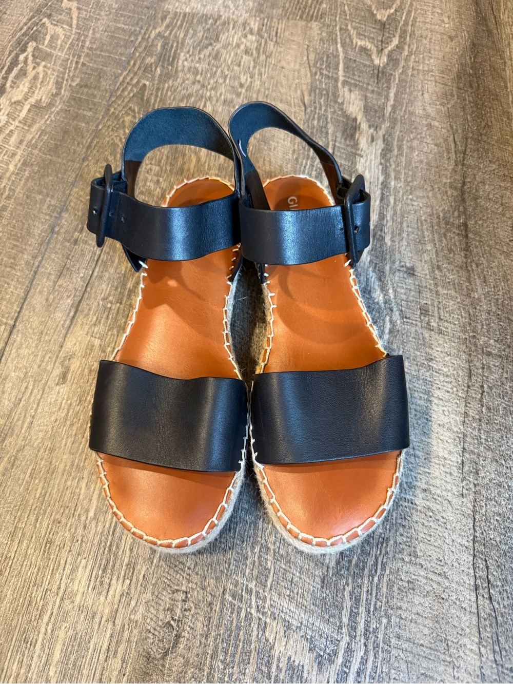 Gianni Bini Black and Tan Espadrille Sandals